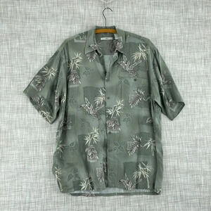 Campia Moda hawaiian Shirt Short Sleeve Button Down Mens L green 4039